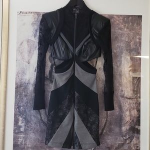 Bebe Faux leather and lace dress